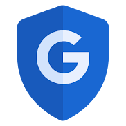 Blue safety shield with pointed tip and Google's capital G logo in the middle