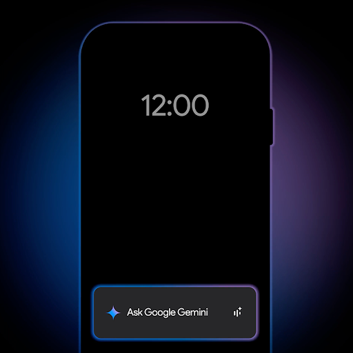 An ambient, glowing light outlines a phone, showing an example of a Gemini notification.