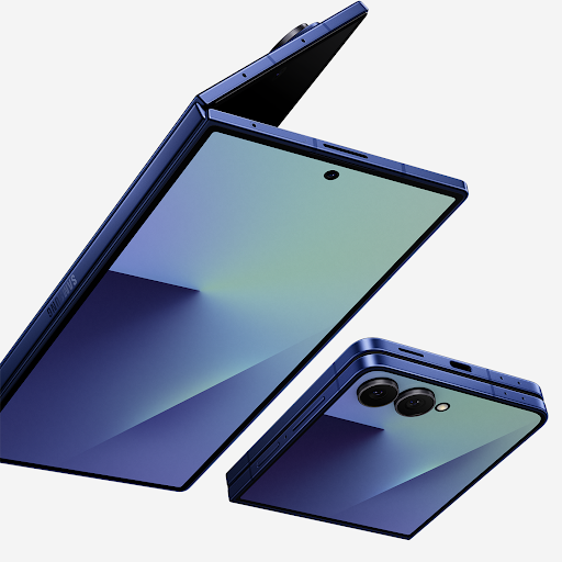 Blue Galaxy Z Fold7 and Flip7 phones.